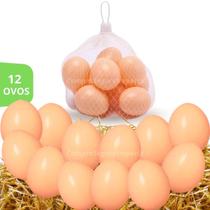 Kit 12 Ovos Falsos Brincadeira Plástico Para Indez Galinha