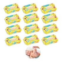 kit 12 pacotes 1200 toalhas umedecidas Clean Baby
