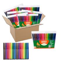Kit 12 Pacotes Canetinha Hidrográfica 24 Cores Atacado Leo&Leo