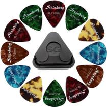 Kit 12 Palhetas Strinberg 0.71Mm Violão + Porta Palhetas