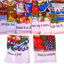 Kit 12 Pano de Prato Algodão Várias Estampas