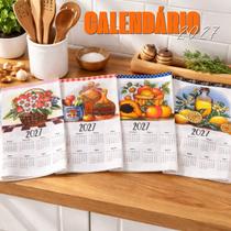 Kit 12 Pano De Prato Calendário 2027 4 Estampas Sortidas Cozinha Louça Dia a Dia
