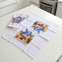 Kit 12 Pano de Prato Colorido Estampado com Bainha Reforçada para Cozinha Copa
