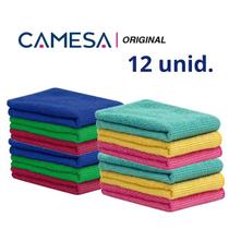 Kit 12 Pano Mágico Microfibra Flanela Seco Anti-Risco 30x30 - Camesa