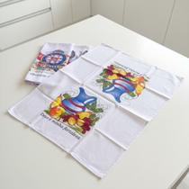 Kit 12 Panos de Prato Cobre Tudo Grande Estampado 67x87 de Algodão Tamanho Gigante Xadrez Colorido Modelo:Branco Estampa