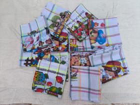 Kit 12 Panos de Prato Cobre Tudo Grande Estampado 67x87 de Algodão Tamanho Gigante Xadrez Colorido Modelo:Xadrez Estampa