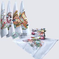 Kit 12 Panos de Prato Gourmet Pano Grosso Trama 11 Estampado