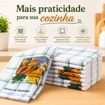 Kit 12 Panos de Prato Xadrez Grande 45x85 para Cozinha Copa Estampa Sortidas