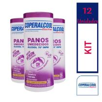 Kit 12 Panos Umedecidos Álcool 70 INPM Lavanda Contém 35un - Coperalcool