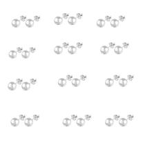 Kit 12 pares brinco bolinha 4mm atacado banhado a prata 925 Kit 12 pares brinco bolinha 4mm atacado banhado a prata 925