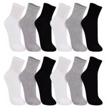 Kit 12 Pares de Meia Adulto Masculino Cano Alto Liso Kit 12 Pares de Meia Adulto Masculino Cano Alto Liso