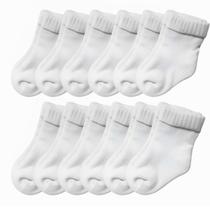 Kit 12 Pares de Meia Meias Lisa Bebê Infantil RN Recém Nascido 0 a 10 Meses Branco Kit 12 Pares de Meia Meias Lisa Bebê Infantil RN Recém Nascido 0 a 10 Meses Branco