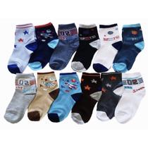 Kit 12 Pares De Meias Algodão Infantil Menino