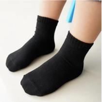 Kit 12 Pares De Meias Algodão Infantil Menino/Menina Preta Kit 12 Pares De Meias Algodão Infantil Menino/Menina Preta