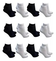 Kit 12 Pares de Meias Cano Curto Lisa Unissex Conforto Diário
