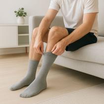 Kit 12 pares de meias cinza cano alto masculina veste 38 ao 44