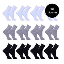 kit 12 pares de meias femininas cano longo estilo esporte básica