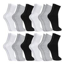 Kit 12 pares de meias femininas cano longo tecido algodão macio