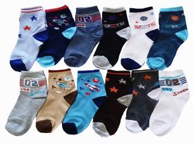Kit 12 Pares de Meias Infantil Masculino Bebê Menino