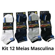 Kit 12 Pares de Meias Masculinas Cano Curto Cores Variadas 39 a 45 01 - Kaena