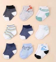 Kit 12 Pares De Meias MENINO Recém-Nascidos Algodão