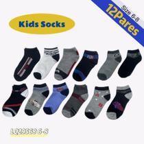 Kit 12 Pares De Meias Para Crianças De 2 A 4 Anos Kids Socks Joy LQ29568 Kit 12 Pares De Meias Para Crianças De 2 A 4 Anos Kids Socks Joy LQ29568