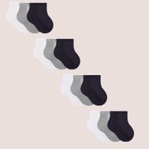 Kit 12 Pares De Meias Selene Infantil Cano Curto Algodão