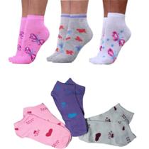 Kit 12 Pares de Meias Soquete Feminina Adulto Estampada Cores Delicadas