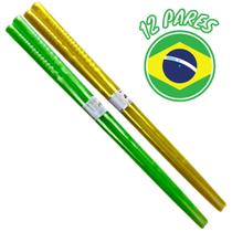 Kit 12 Pares Hashi Reutilizável Versão Copa Do Mundo Verde Amarelo Brasil - Nihon Shikko