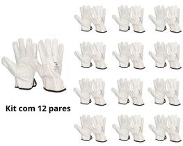 Kit 12 pares luva couro vaqueta punho 7 cm tamanho 10 g - marca super safety