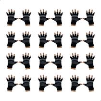 Kit 12 Pares Luva De Inverno Para Frio Em Poliester Quentinha Adulto Unissex Meio Dedo