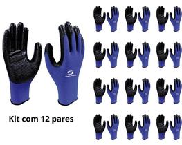 Kit 12 pares - luva de proteção - marca super safety - ref ss 1006 n