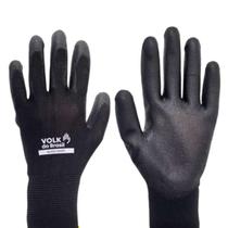 Kit 12 Pares Luva De Segurança PU Nylon Tátil Preta Black Smart Volk Ca46932