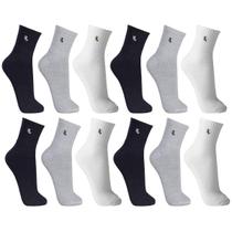 Kit 12 Pares Meia Cano Médio Lupo Unissex Algodão Conforto