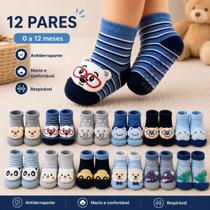 Kit 12 Pares Meia Infantil Menino Antiderrapante com Bichinho 3D e Chocalho 0 a 12 Meses Kit 12 Pares Meia Infantil Menino Antiderrapante com Bichinho 3D e Chocalho 0 a 12 Meses