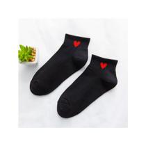 Kit 12 pares Meia Love Coração Algodão Feminina Cano Curto