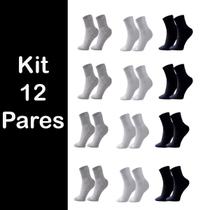 Kit 12 Pares Meia Masculina Cano Alto Atoalhada