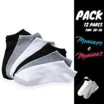 Kit 12 Pares Meia Soquete Infantil Unissex Branca Preta Sortida 30-36 917 Kit 12 Pares Meia Soquete Infantil Unissex Branca Preta Sortida 30-36 917
