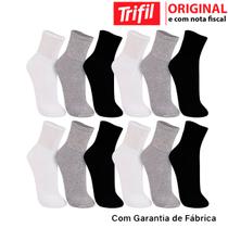 Kit 12 Pares Meia Unisex Cano Médio 12cm Trifil T08720