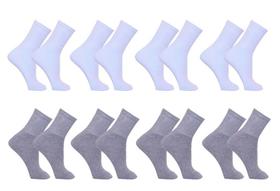 Kit 12 Pares Meias Brancas e Cinzas Lisas Cano Alto Longo Sport Algodão Kit 12 Pares Meias Brancas e Cinzas Lisas Cano Alto Longo Sport Algodão