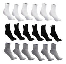 Kit 12 Pares Meias Cano Alto Masculina Algodão Sport Lisa