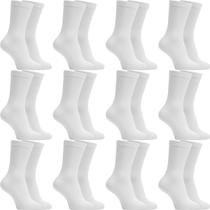Kit 12 Pares Meias Cano Médio Alto Academia Original Sport Tamanho:M - 34 a 39Cor:Todas Brancas