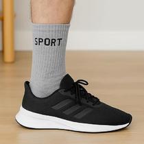 Kit 12 Pares Meias Cinzas e Pretas Cano Alto Longo Sport Algodão