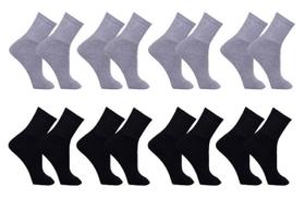 Kit 12 Pares Meias Cinzas e Pretas Lisas Cano Alto Longo Algodão