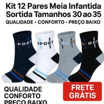Kit 12 Pares Meias Escolares Unissex Infantil e Juvenil Sortidas Oferta Especial Kit 12 Pares Meias Escolares Unissex Infantil e Juvenil Sortidas Oferta Especial