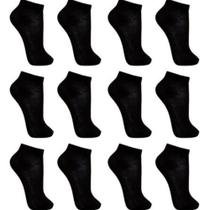 Kit 12 Pares Meias Feminina Masculina Preto Soquete Kit 12 Pares Meias Feminina Masculina Preto Soquete