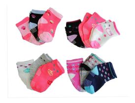 Kit 12 Pares Meias Infantil Bebê Criança Antiderrapante