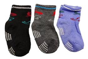 Kit 12 Pares Meias Infantil menino Antiderrapante para 12 a 24 meses Coloridas