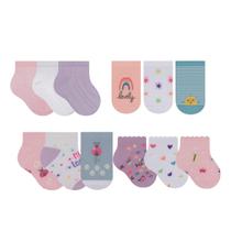 Kit 12 Pares Meias Kids Selene Cano Baixo Lisas