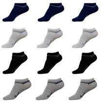 Kit 12 Pares Meias Masculina Soquete Socks Cano Curto Médio Branca Preta Cores Variadas Adulto Atacado 114 - Pereira Shop